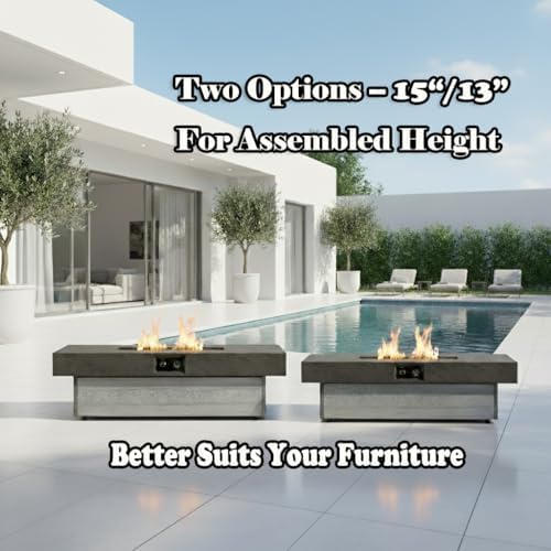 Outdoor Fire Pit Table Propane Gas Fire pits Outdoor Fireplaces 47.2'' Rectangular Firepit Table, 50,000 BTU Fire Table for Patio Set, Two Options of Assembled Hight Grey. - Image 6