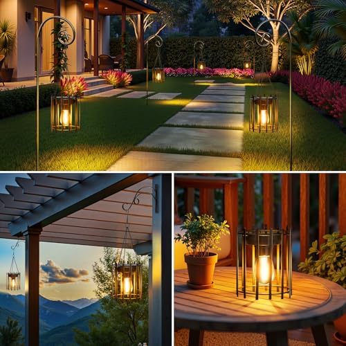 KOOPER Hanging Solar Lanterns Outdoor 2 Pack, Metal Waterproof Solar Lights - Image 6