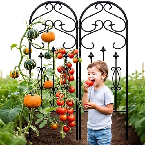 AMAGABELI GARDEN & HOME 4 Pack Large Garden Trellis for Climbing Plants Outdoor 60” x 18” Iron Plant Trellis for Potted Plant Support Tall Wall Metal Trellis Rose Vine Cucumber Bronze - Image 5