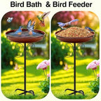 Daoeny Heavy Duty Bird Baths for Outdoors, 35In Outdoor Freestanding Birdbaths & Birdfeeder, Bird Bath Feeder Bowl with Metal Stake Garden Patio Yard Lawn Decor, Upgraded 5-Pronged Base (Brown) - Image 4