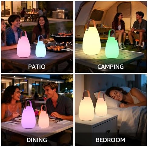 uuffoo 2 Pack Rechargeable Portable Table Lamp with Remote - Image 7