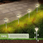 24-Pack LED Solar Outdoor Waterproof Garden Lights - Cold White Solar Pathway - Yard, Driveway, or Landscape Lighting by Pure Garden (Silver) - Image 6