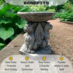 OLOMA Gothic Gargoyle Bird Bath Garden Statue Stone Fantasy Creature Outdoor Yard Decor Handcrafted Concrete Garden Ornament Weather Resistance Fantasy Sculpture - Image 3