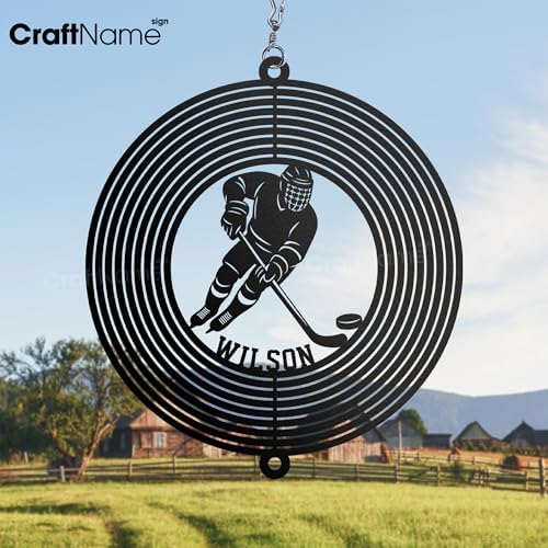 Custom Ice Hockey Wind Spinner, Outdoor Metal Hanging Yard Spinners Decor for Hockey Fans, Kinetic Garden Art Gift for Coaches, Winter Sports Lovers, Gift Idea for Hockey Lover - Image 2
