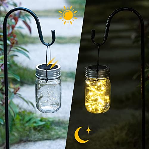 GIGALUMI Hanging Mason Jar Solar Lights, 6 Pack 30 Led Hanging Lantern - Image 7