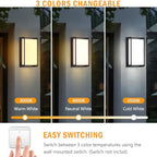 wowlite Outdoor Porch Lights, 3CCT LED Wall Sconces, Matte Black, 2 Pack - Image 2