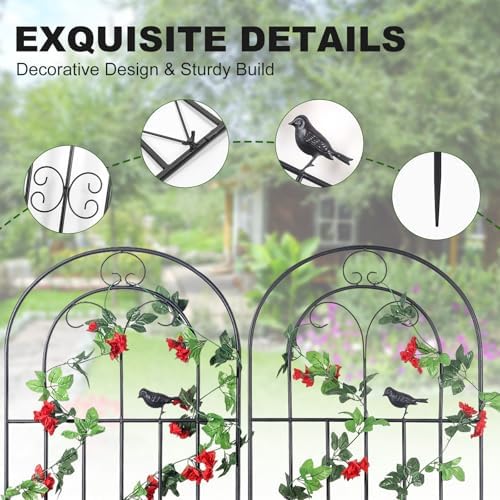 2 Pack 86.7" H x 19.7" W Metal Garden Trellis with Black Coating, Wire Lattice Grid Panel for Climbing Plants Outdoor Roses Vine Cucumbers Vegetables Flower Support (86.7" H, 2 Pack) - Image 5