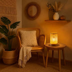 LUSHARBOR Rattan Lamp, Battery Operated Table Lamp with Timer Boho - Image 4