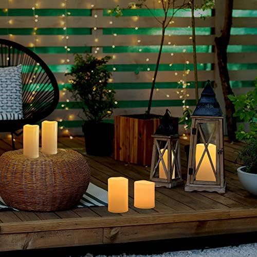 12" x 5" Waterproof Extra Large Outdoor Flameless Candles Battery Operated LED Flickering Pillar Candles with Remote for Indoor Outdoor Lanterns, Long Lasting, Ivory White Large, Set of 2 - Image 3