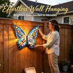 Large Butterfly Wall Art Outdoor with Solar Lights,Metal Wall Decor - Image 2