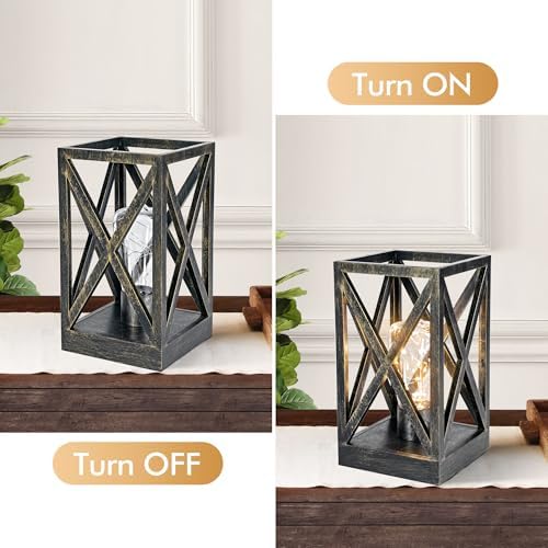 WINGBO 2 Pack Retro Battery Powered Table Lamps, Battery Operated Cordless Lamp Set, Portable Nightlight Decorative Light for Living Room Dining Room Bedroom Entryway Patio, Black & Gold Finish - Image 3