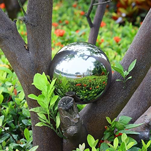 Stainless Steel Gazing Mirror Ball 12 Inch Silver Garden Sphere Garden Ornaments for Home Housewarming Decorating Gift - Image 3