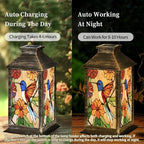 Solar Lantern Stained Glass Flowers Bird Window Decor Gifts Outdoor Waterproof Garden Hanging Lantern Solar Powered Lighting Outside Table Lamp for Patio Deck Camping 1 Pack - Image 3