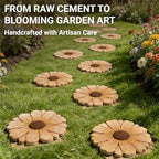 Heavy Duty Concrete Stepping Stone 10 Inch Daisy Design, Non Slip Garden Pathway Stone for Outdoor Walkway Yard Patio Lawn Fall Garden(Orange) - Image 3