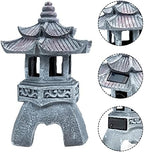 Yardwe Solar Pagoda Lantern Garden Statue Indoor Outdoor Zen Asian Decor for Landscape Balcony Garden Patio Porch Yard Ornament Grey - Image 5