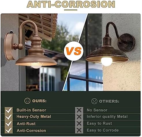LONEDRUID Dusk to Dawn Sensor Rustic Outdoor Gooseneck Barn Light Fixture - Image 4