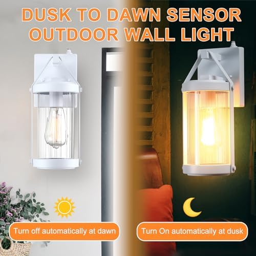 LONEDRUID 2 Pack Dusk to Dawn Sensor White Outdoor Wall Sconce Lightings - Image 4