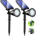 KEV 800 Lumens Solar Spot Lights Outdoor,18 LEDs Solar Flood Lights with 2 Modes &Adjustable &IPX65 Waterproof,Solar Spotlight for Driveway/Backyard/Patio Landscape/Tree/Garage(Cool White, 2 Pack) by KEV
