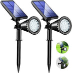 KEV 800 Lumens Solar Spot Lights Outdoor,18 LEDs Solar Flood Lights with 2 Modes &Adjustable &IPX65 Waterproof,Solar Spotlight for Driveway/Backyard/Patio Landscape/Tree/Garage(Cool White, 2 Pack) by KEV
