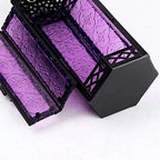 YYDS Candlestick Vintage Outdoor Candlestick Decorative Hanging Lantern Glass Metal Candlestick Holders Moroccan Lanterns Candle Holder Candlestick Holder (Color : Purple) - Image 4
