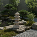 Japanese Pagoda Figurine Statue, 5-Tier Sandstone Sculpture by Unknown