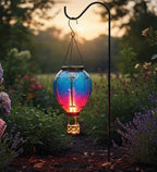 Regal Art & Gift Hot Air Balloon Solar Lantern – Hanging Solar-Powered LED Lights, Waterproof Portable Decorative Outdoor Lamp Made of Metal & Glass for Garden, Patios & Pathway – Blue (Small) - Image 6