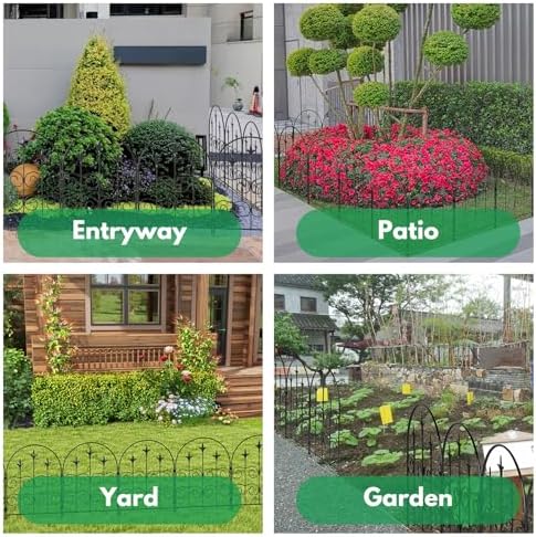 Decorative Garden Fence Border 19 Pack 22in(H) x 20ft(L), Black Rustproof Metal Garden Fencing Animal Barrier for Dogs - Image 5