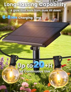 Brightever 120FT Solar String Lights Outdoor with Remote, Waterproof Dimmable 3 Modes Outdoor Lights with 50+2 LED Shatterproof G40 Bulbs, Solar Power Patio Lights for Outside Wedding Party Decor - Image 3