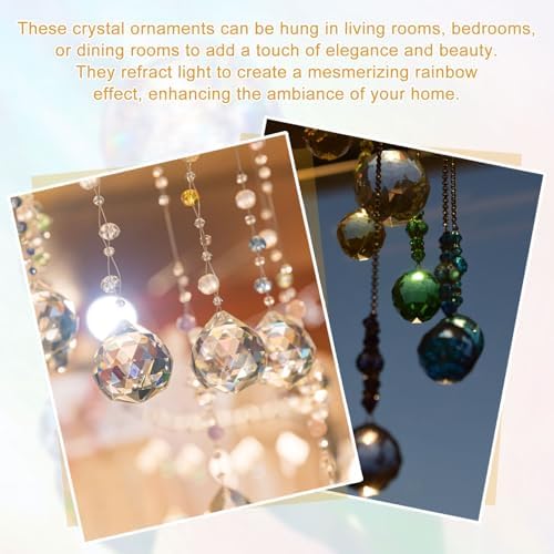 Crystal Ball Prisms, Sun Catcher Hanging Prism Sun Catcher Pendant 44mm / 1.73Inch & 10 Pack & Smoky Gray-Fitting for (Outdoor/Indoor/Windows/DIY Decor/Feng Shui/Chandelier) - Image 4