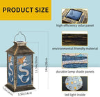 Solar Lantern Stained Glass Window Panel Scales Flowing Hair Sea Motif Outdoor Waterproof Garden Hanging Lantern Solar Powered Lighting Outside Table Lamp for Patio Deck Camping 1 Pack - Image 6