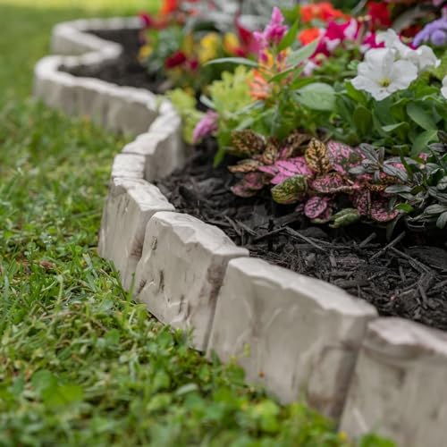 EasyFlex No-Dig Landscape Edging with Anchoring Spikes, 2.7 in. Tall Decorative Stone-Look Garden Border, 60 Foot Kit, Brown - Image 6