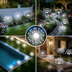 Solar Garden Lights Outdoor, 6 Pack 120 LED Twinkling Firework Lights Decorative with 2 Modes, Outdoor Waterproof Solar Starburst Light for Yard Pathway Planter Patio Decor, White - Image 5