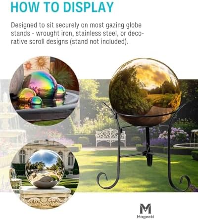 12 Inch Stainless Steel Gazing Ball, Gold Mirror Sphere for Garden Décor - Image 5