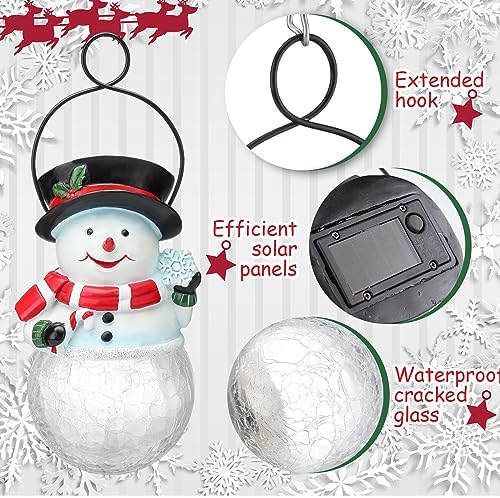 Christmas Solar Hanging Lantern Snowman Light Outdoor Decor, Snowman - Image 4
