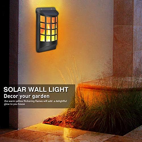 Aityvert Solar Flame Lights Outdoor, Waterproof Flickering Flame Solar Lights Dark Sensor Auto On/Off 66 LED Solar Powered Wall Mounted Night Lights Lattice Design for Patio Deck Driveway - Image 5