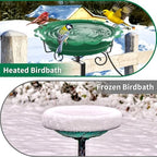 Heated Bird Bath for Deck Railing, 100W Heated Birdbath for Outdoors, Green - Image 6