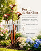 Copper Flamed Three Calla Lilies Garden Stake with Bells, Decorative Metal Stakes 24 Inch Handmade Whimsical Flower Rain Catcherflower Yard Art Decor Chime Rustic Yards Ornament Gift(3pcs) - Image 7