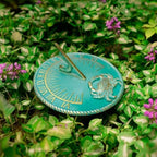 Brass 10" Dia Vintage Sun Dial Verdigris Finish Garden or Lawn Clock Beach Theme Fish Dial and Crab Plaque Patio Outdoor Compass Sundials for Yards - Image 4