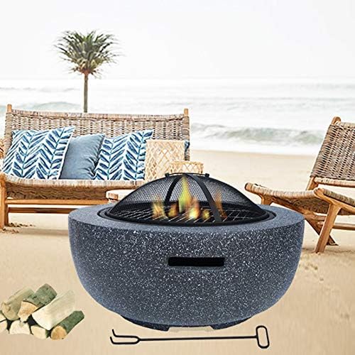 Outdoor Fire Pits Table Top Fire Pit Outdoor Outdoor Heaters Backyard Patio Garden Fireplace BBQ Grill Fire Pit Bowl for Logs Concrete Style for Heating BBQ, Black - Image 3