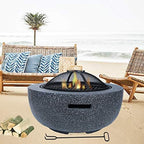 Outdoor Fire Pits Table Top Fire Pit Outdoor Outdoor Heaters Backyard Patio Garden Fireplace BBQ Grill Fire Pit Bowl for Logs Concrete Style for Heating BBQ, Black - Image 3