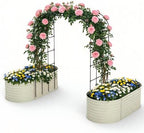 Metal Raised Garden Bed with Trellis for Climbing Plants Outdoor by JustSmart