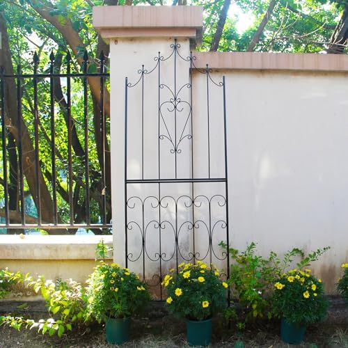 Metal Trellis 86.6" H x 29.5" W Powder-Coated Black Attractive Plant Support Garden Trellis Stylish Garden Addition Lattice Outdoor Yard Décor Roses Vine Ivy Clematis Trellises Black - Image 5