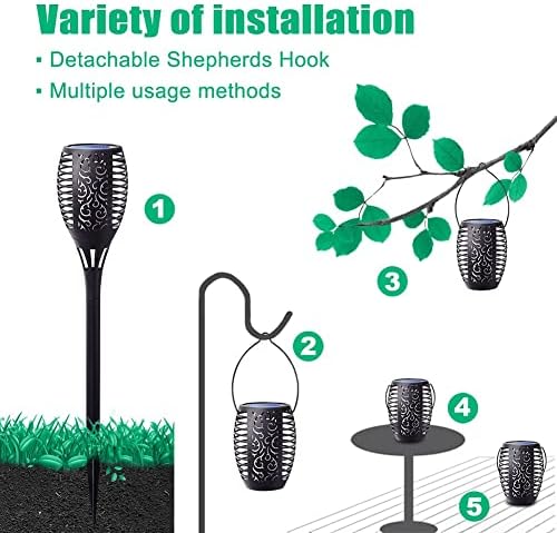 Flickering Flame Solar Torch Lights Outdoor, 3in1 Solar Lantern - Image 5