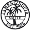 Personalized Metal Palm Tree Sign, Custom Signs Outdoor Palm Tree, Personalized Palm Tree Sign, Metal Palm Anniversary Wedding Gifts, Palm Tree Metal Wall Art, Custom Metal Sign with Palm Tree by ENFODREAM