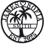 Personalized Metal Palm Tree Sign, Custom Signs Outdoor Palm Tree, Personalized Palm Tree Sign, Metal Palm Anniversary Wedding Gifts, Palm Tree Metal Wall Art, Custom Metal Sign with Palm Tree by ENFODREAM