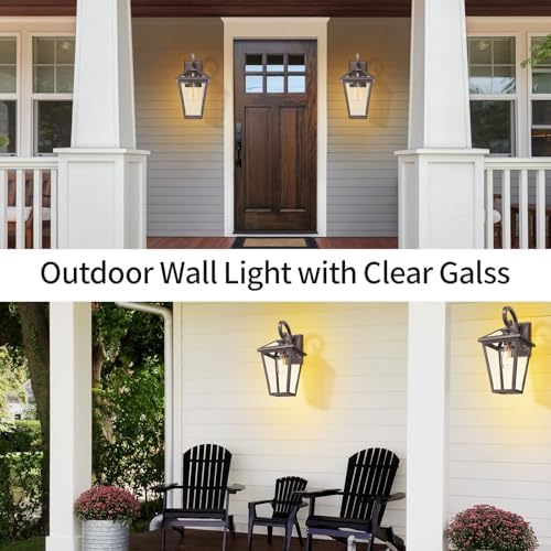 Outdoor Light Fixtures Wall Mount, Waterproof Exterior Wall Lanterns with Glass, Outside Wall Sconces, Front Porch Lights for House Garage Doorway Patio, Oil-Rubbed Bronze - Image 6