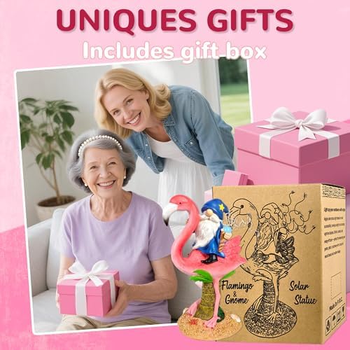Flamingo Gnome Solar Garden Statue Outdoor Figurine Decor Lights - Image 4