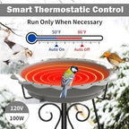 100W Heated Bird Bath for Outdoors, Heated Birdbath Water Heater, Grey - Image 3