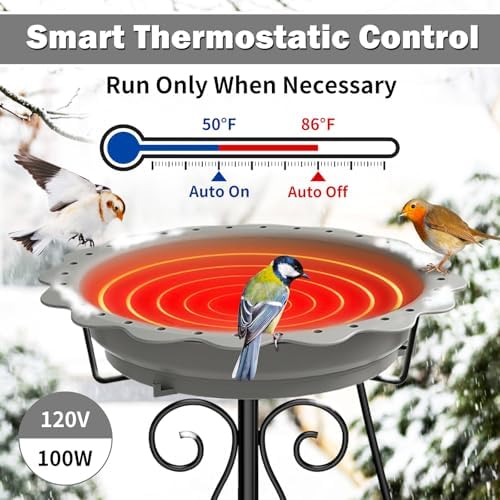 100W Heated Bird Bath for Outdoors, Heated Birdbath Water Heater, Grey - Image 3