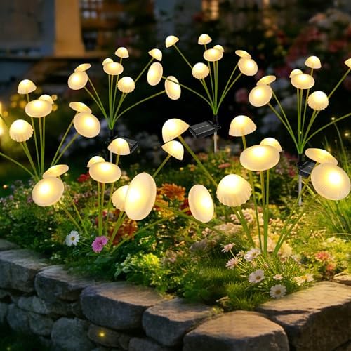 Solar Garden Lights Outdoor, 6Pack Solar Lights Garden Decor, Swaying Mushroom Lights Waterproof for Yard, Patio,Pathway Christmas Decoration,Gifts for Mom(Warm White) by Unknown
